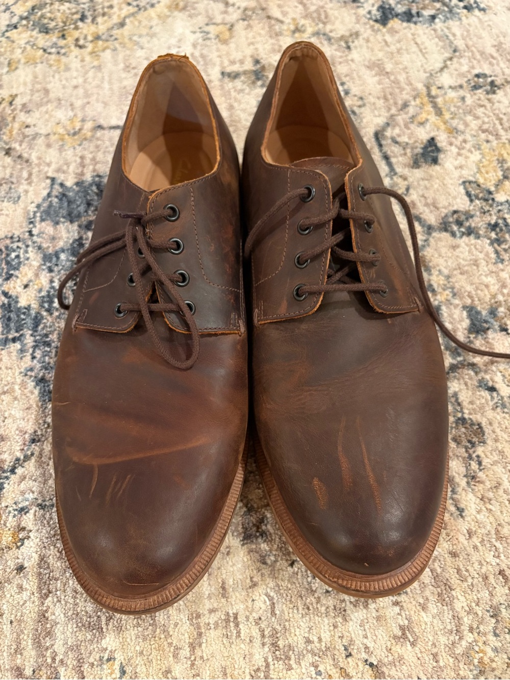 Clarks Foxwell Brown Leather Dress Casual Oxford Shoes 11 Mens $99.99 MSRP